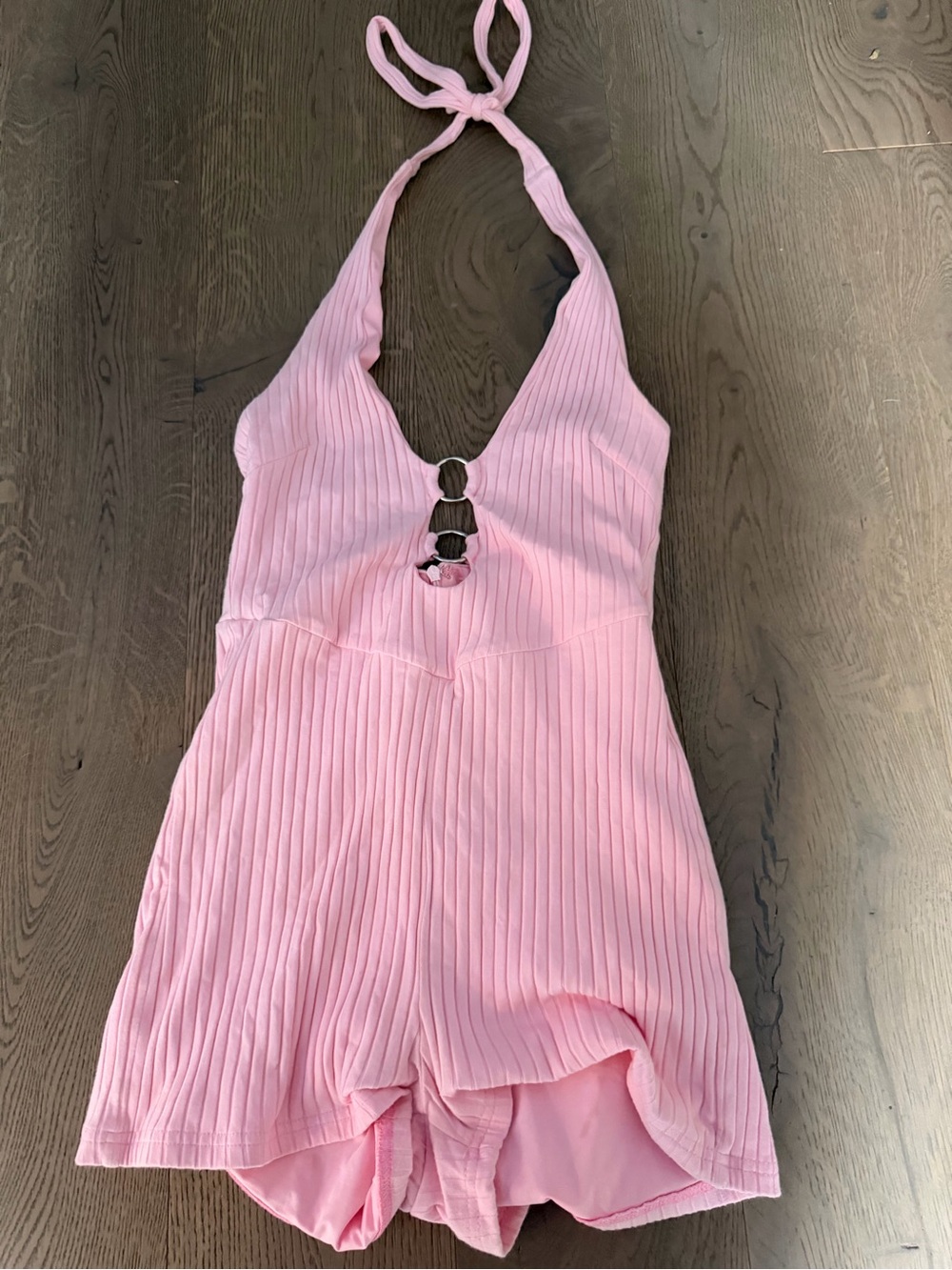 Tigermist Pink Ribbed Halter Romper